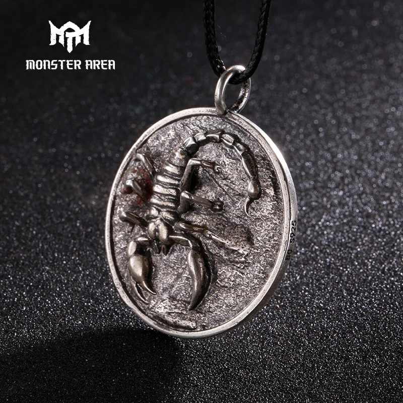 MONSTER AREA Vintage 925 Sterling Silver Scorpion Pendant For Men Retro Black Heavy Metal Jewelry | Украшения и аксессуары