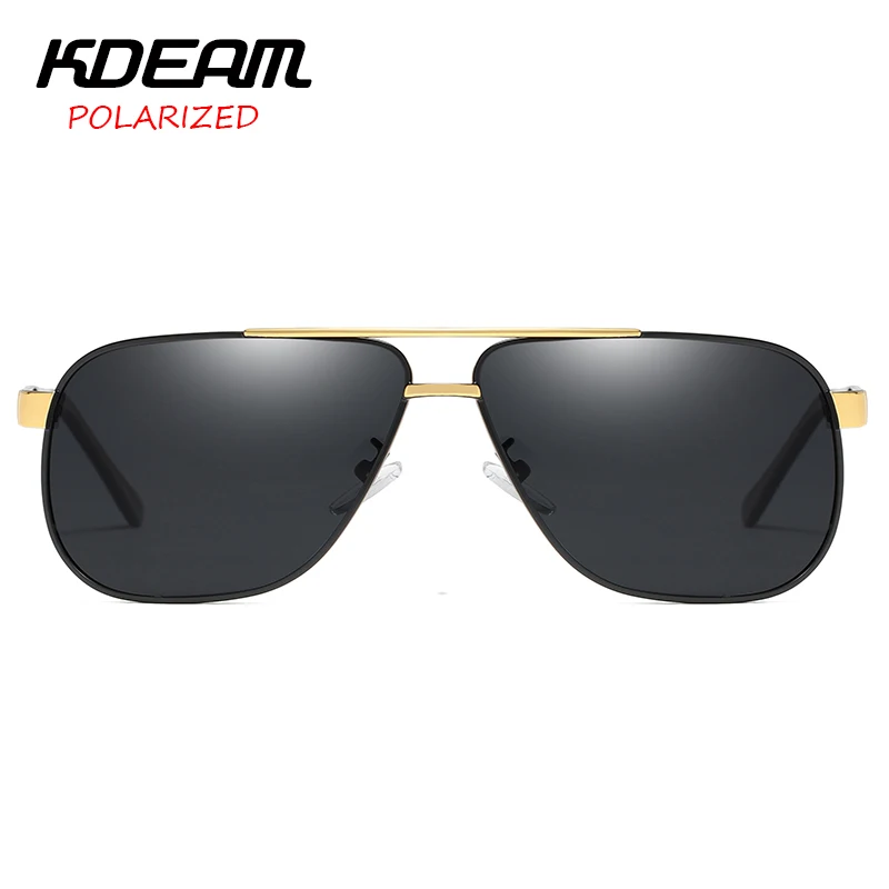 KDEAM Брендовые мужские квадратные металлические солнцезащитные очки HD