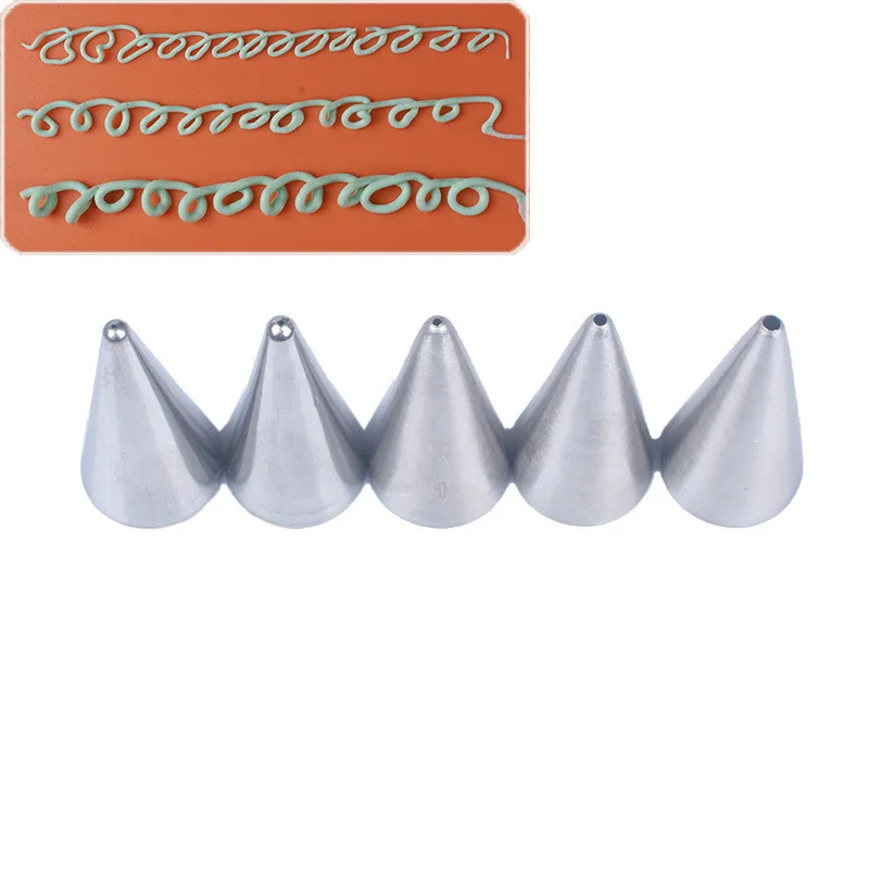 

5Pcs/set Round Icing Piping Nozzles Baking Pastry Tip Tool Sugarcraft Fondant Biscuit Cake Decorating Bakeware Dessert Cake Tool