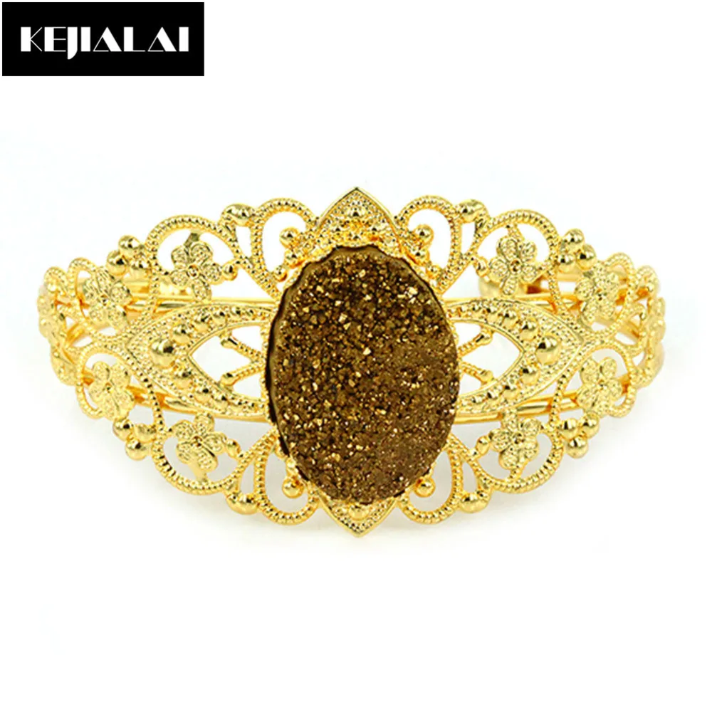 Женский Винтажный Браслет Druzy медный браслет с камнями на запястье цветной день