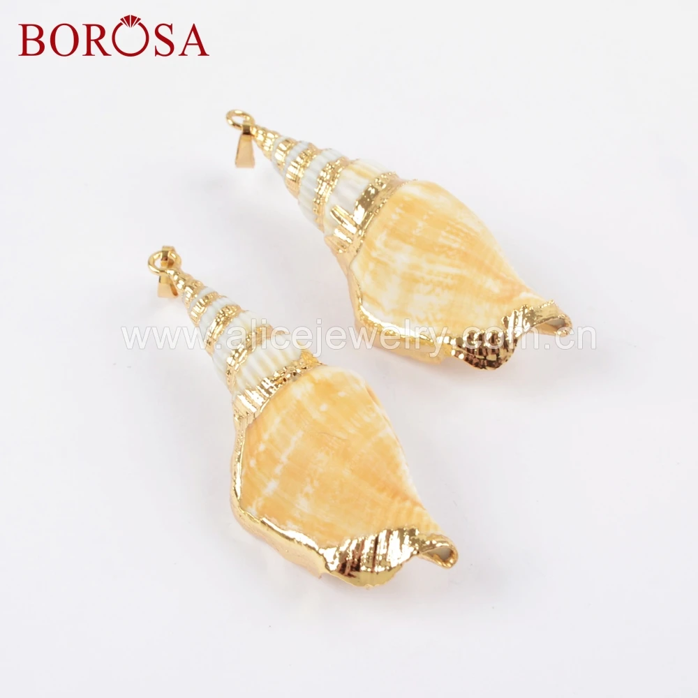 Оптовая продажа 10 шт. подвеска BOROSA из ракушек натурального цвета украшенная