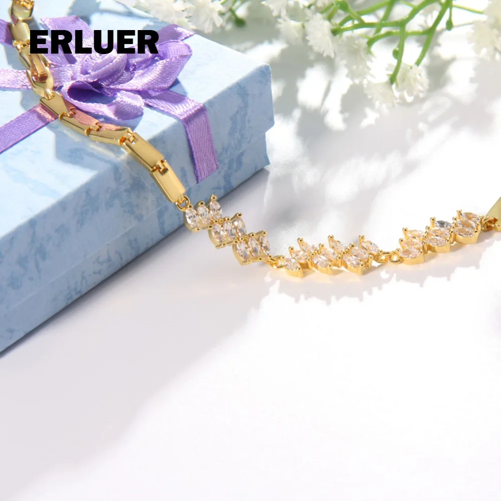 Бренд ERLUER золотой браслет с шармами женские популярные браслеты кубическим