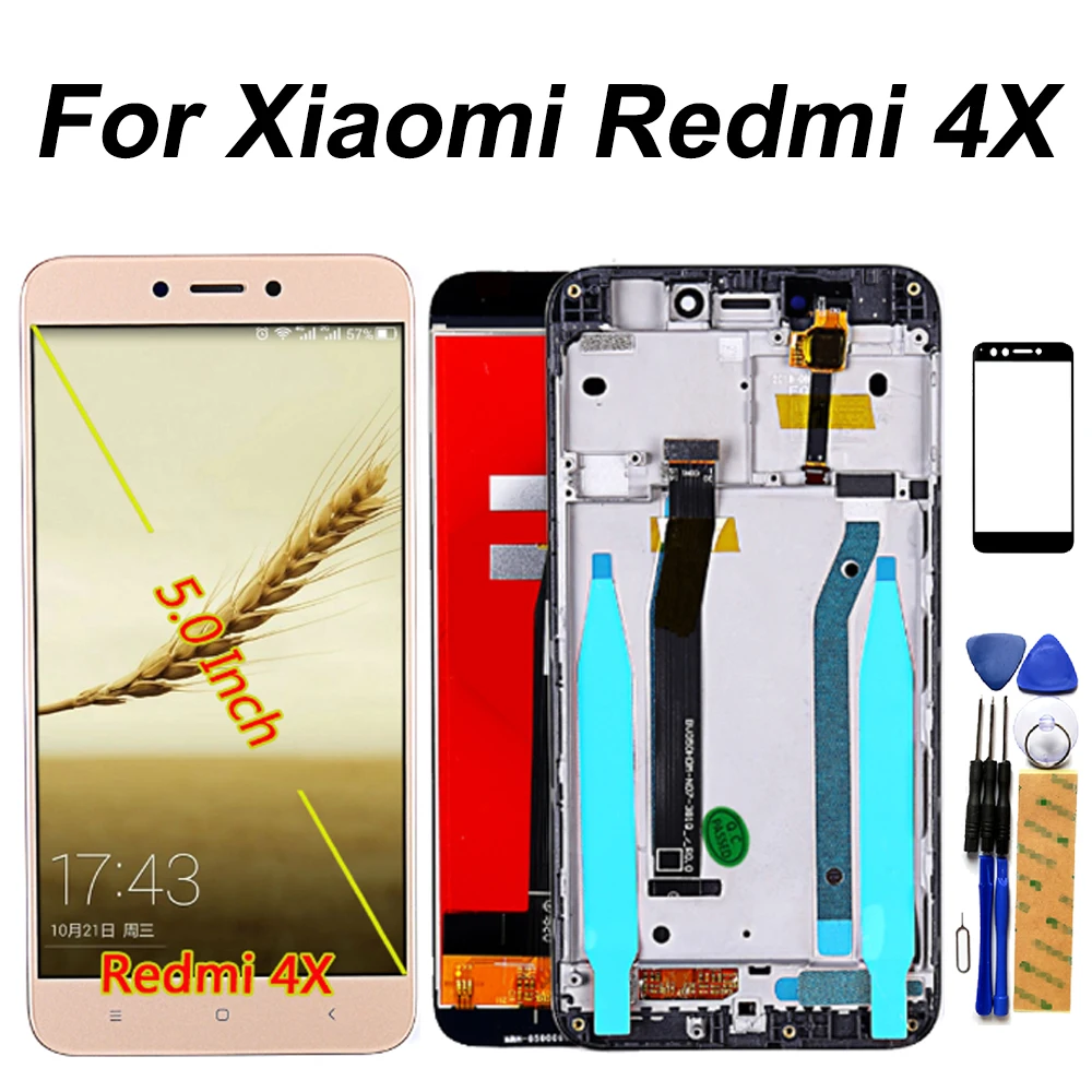 ЖК дисплей для Xiaomi Redmi 4X сенсорный экран дигитайзер в сборе рамка замены 1280*720 5 0