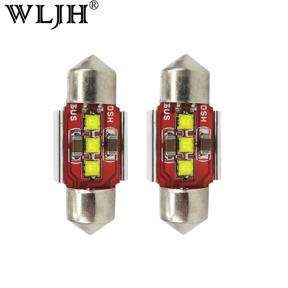 WLJH 2x белый 31 мм светодиодный 3175 3022 гирлянда Светодиодный лампочки Canbus 6428