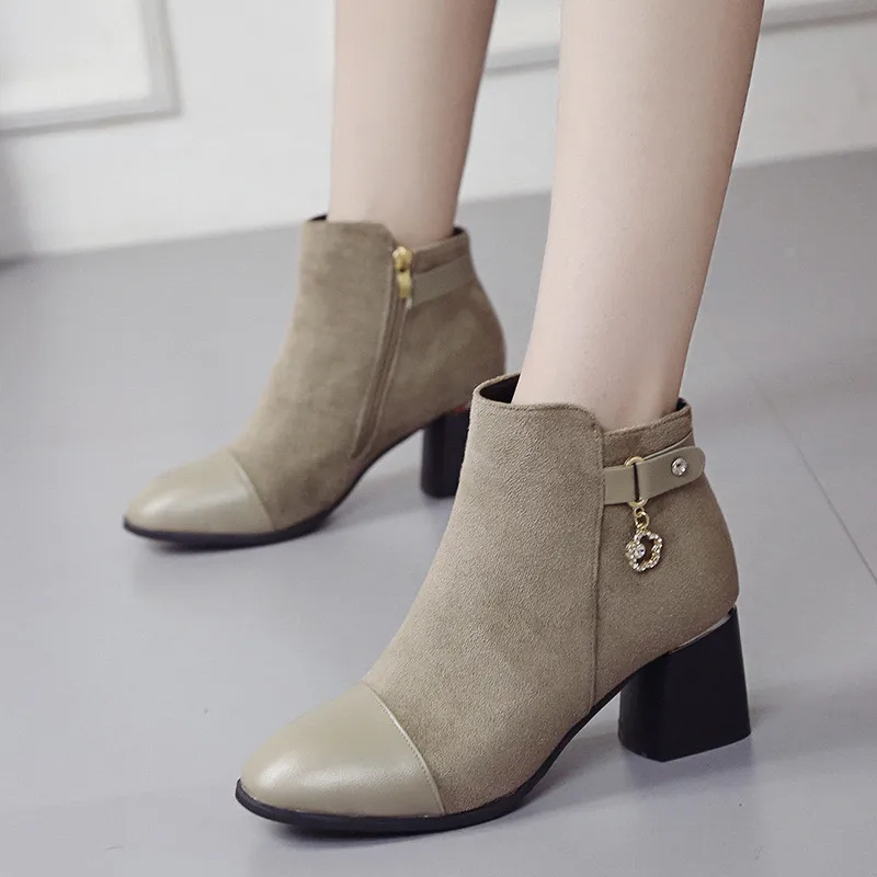 Женские Ботинки Ботильоны из флока женские ботинки на весну-осень вечерние для