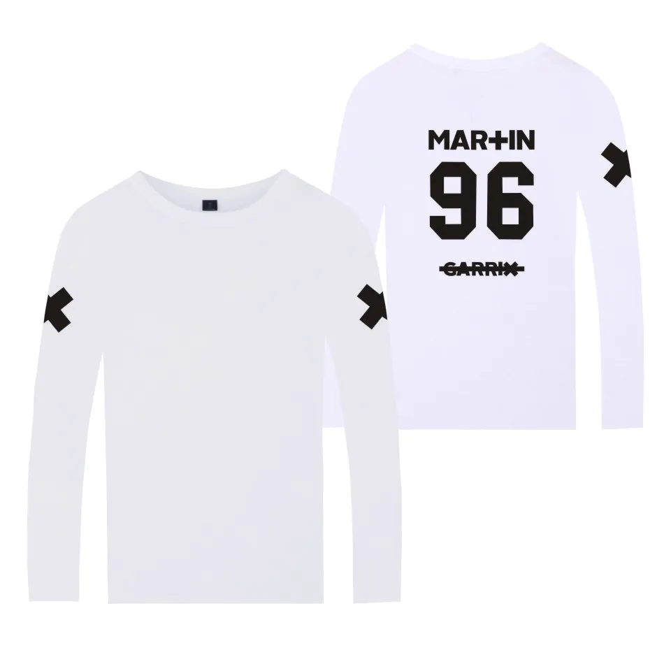 Мужская хлопковая футболка Martin Garrix белая с длинным рукавом для мальчиков принтом