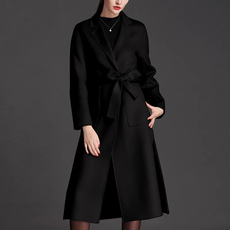 2017 Woman Wool Coat High Quality double woolen cashmere coat Winter Jacket Women Slim Woolen Long Cashmere Cardigan Jackets | Женская