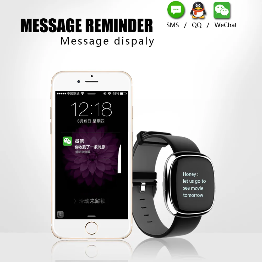 P2 смарт браслет с кровяным давлением ios водонепроницаемый sms трекер напоминание о