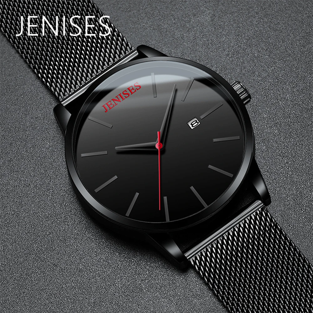 

Relogio Masculino Men Watches 2020 Top Brand Luxury Business Wrist Watches for Men Big Dial Black Steel Clock Quartz Men's Watch