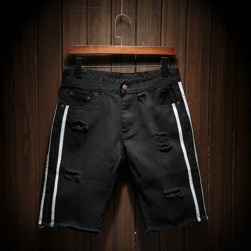 Мужские белые джинсовые шорты с дырками новые модные летние мужские хлопковые