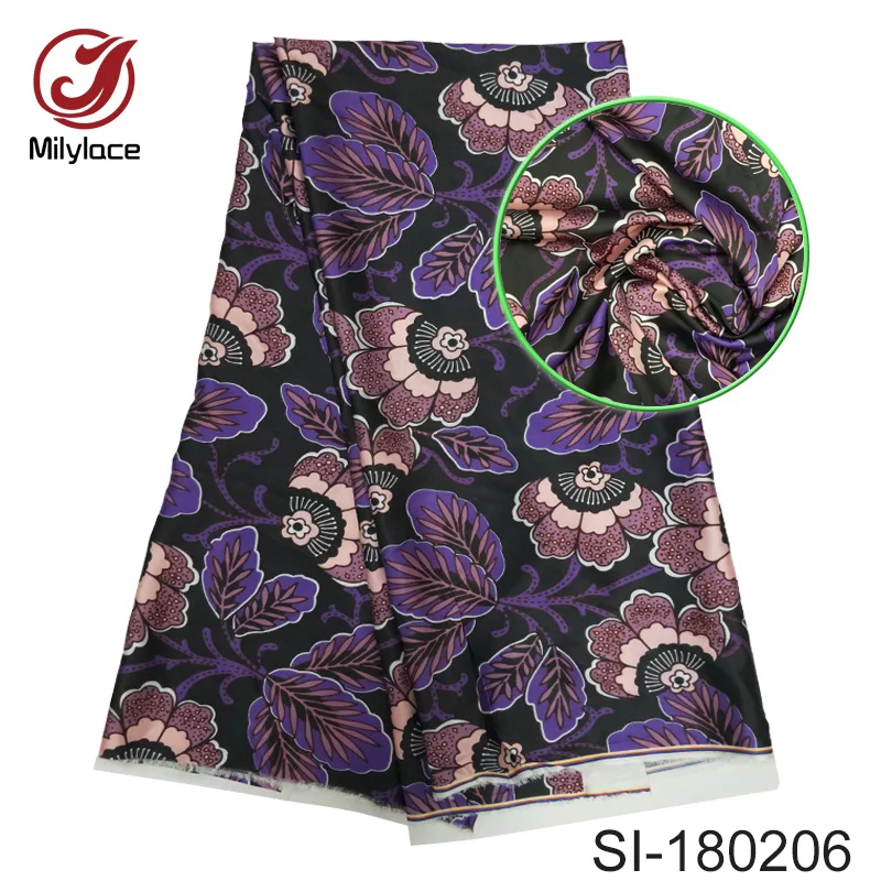 New coming african wax pattern digital printed silk fabric multi color design for dress SI180202 | Дом и сад