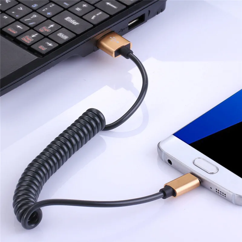 Spring Type C USB Cable For Samsung Galaxy S9 S9+/S8 S8+/S8 Active/A8+ (2018) Fast Charging Metal Wire Data Cord Adapter | Мобильные