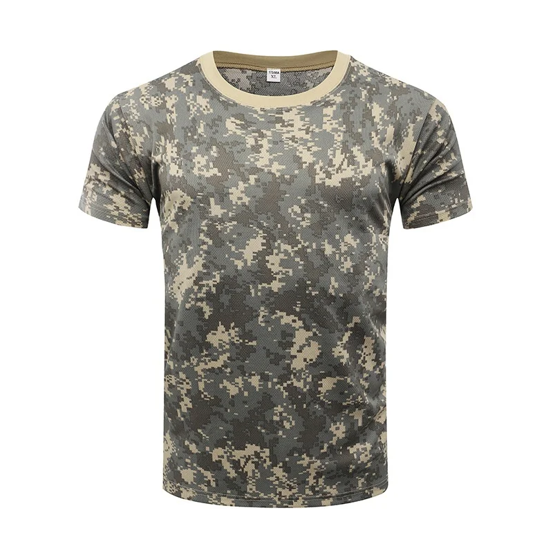 Army Military Tactical Shirt Short Sleeve Camo Men's Quick Dry Combat T-Shirt Outdoor Camping Hunting Clothes Hiking Shirts | Спорт и