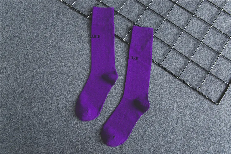 purple PEONFLY/Новинка; сезон осень; яркие цвета; ворсовые носки; модные забавные носки с английскими буквами; высокое качество; удобные повседневные хлопковые носки для женщин - Цвет: purple