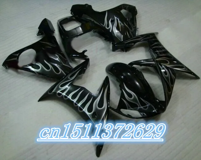 

Dor-full black with silver Fairing kit fit for YZF 2003-2005 R6 body kits YZF R6 03 04 05 high grade fairings D
