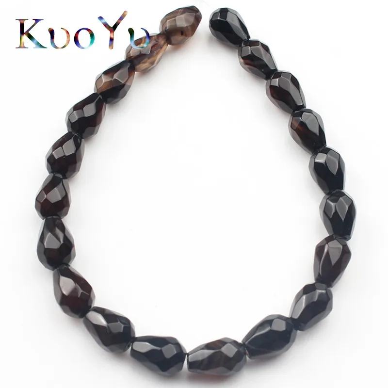 Black Agate 8x10 мм Агаты нефриты бусины с тигровым глазом Натуральный Камень Конус капли воды форма свободные бусины для самостоятельного изготовления ювелирных изделий браслет ожерелье - Цвет: Black Agate