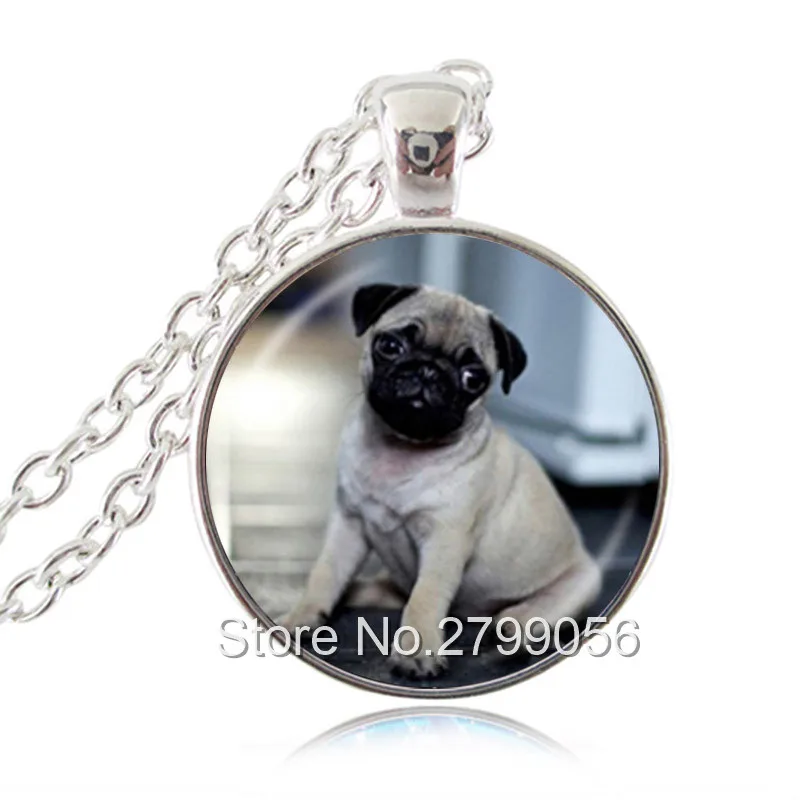Щенок собака ювелирное Ожерелье Мопс Английский бульдог подвесной стеклянный