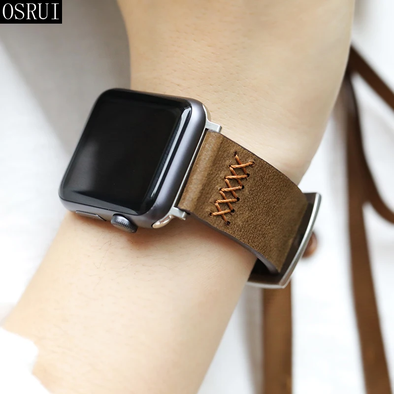 Ремешок для Apple watch 4 кожаный ремешок 42 мм 38 correa iwatch 44 40 серия 3 2 Автомобильная линия