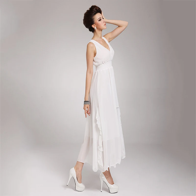 Новинка 2017 года поступления Высокая Талия Женское платье нерегулярные шифон