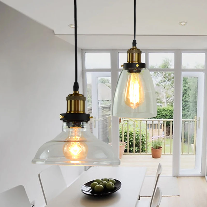 6 видов современного промышленного Стиль Стекло подвесной светильник Тень