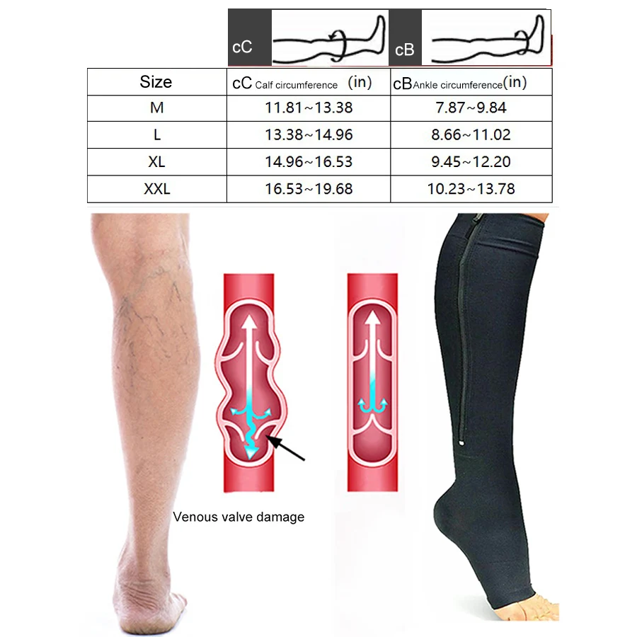 

Compression Stocking Anti-Varicose Socks Zipper Leg Band Slim Beauty Leg Shapper Burn Fat Support Socks Prevent Varicose Veins