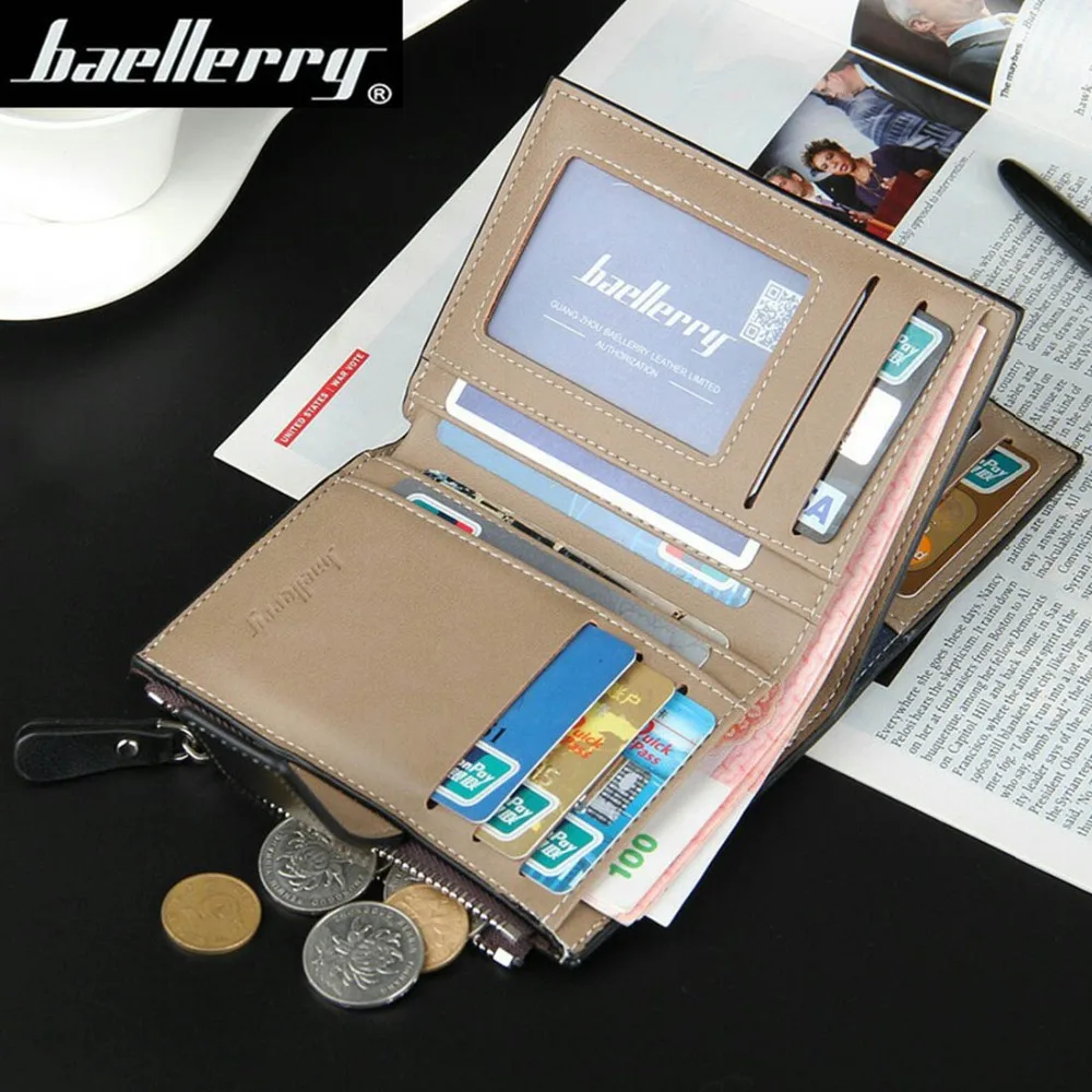 Мужские кошельки Baellerry из искусственной кожи 2019 короткий держатель для карт и