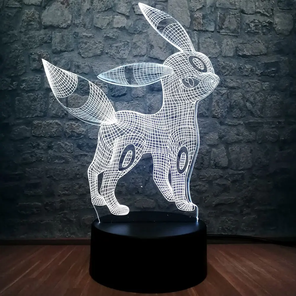 Pokemon 3D светодиодный ночной Светильник RGB Blub 7 цветов лампа для сна в спальню