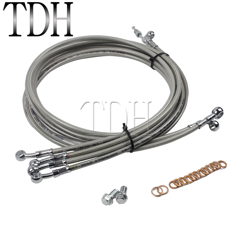 Мотоциклетный нержавеющий 10 12 &quotРуль APE Cable Brake Line Kit для моделей ABS Harley 14 17