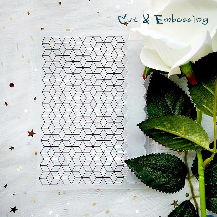 

Cube Diamond Geometry Cutting Dies and Embossing Folder Set for DIY Scrapbooking Paper Craft/Card Making /Home Decoration