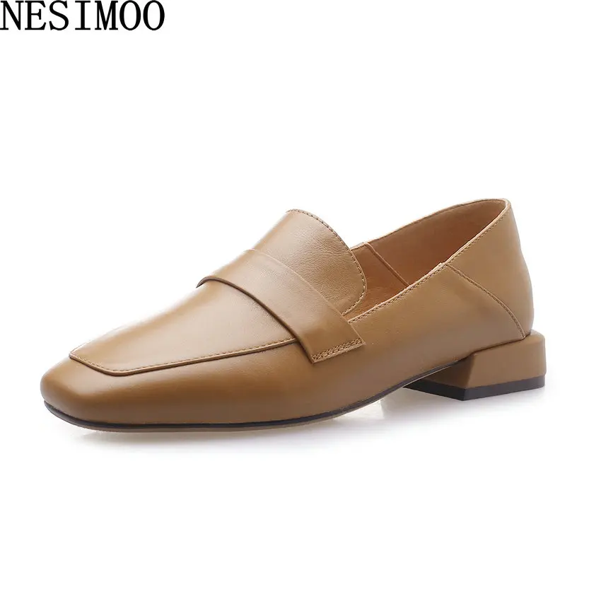 Женская обувь NESIMOO однотонная повседневная из натуральной кожи на низком каблуке