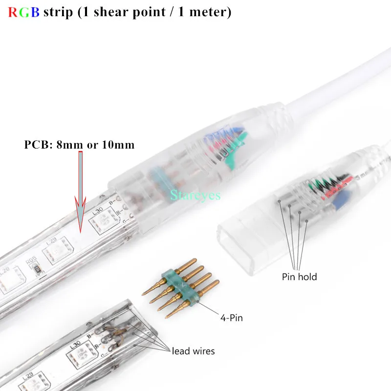 50 шт. AC220V полоса RGB пульт дистанционного управления для 5050 3528 8 мм 10 PCB Светодиодная