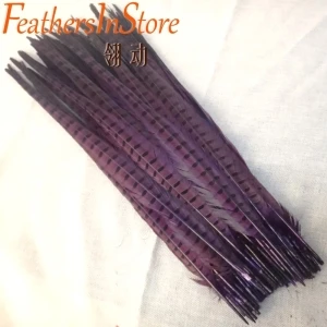 purple 100 шт./лот, красивые натуральные перья фазана на шею, 20-22 дюйма, 50-55 см, длинные черные перья фазана - Цвет: purple