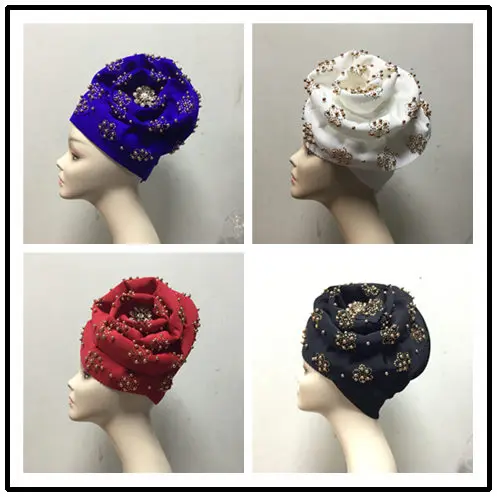 2019 год нигерийский тюрбан ASOEBI с золотыми бусинами тюрбаны африканская Женская