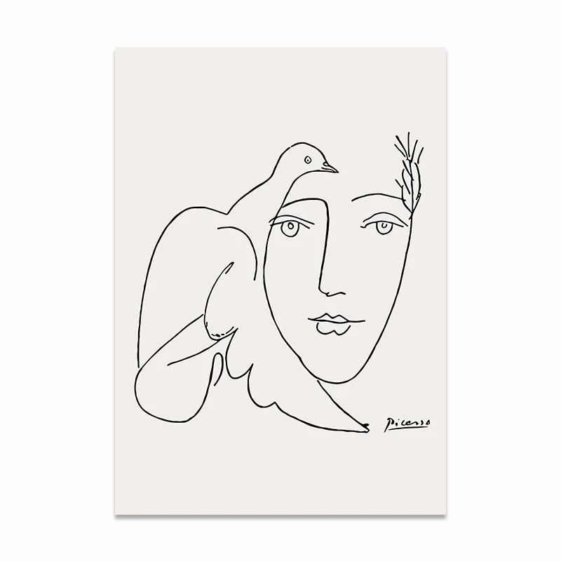 b Matisse Picasso Ретро мода современная линия эскиз плакаты и принты стены искусства холст картины для домашнего декора декор гостиной - Цвет: b
