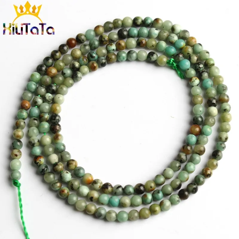 African turquoise 2-3 мм натуральный камень Агаты лабрадоритовый кварц Амазонит хрустальные бусины Круглые свободные бусины для самостоятельного изготовления ювелирных изделий Браслеты - Цвет: African turquoise