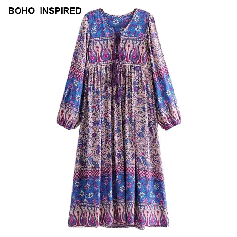 Lavender Blossom boho платье повседневное женское с цветочным принтом и длинным рукавом
