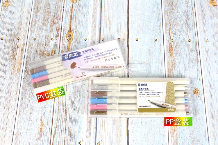 6 цветов DIY граффити маркеры цвета "металлик" художественная кисть Ручка Рисование художественный маркер для эскизов живопись Канцтовары Школьные принадлежности