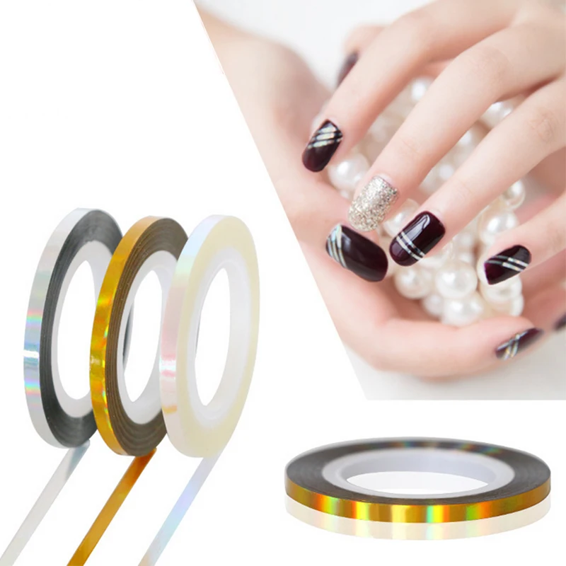 3 шт. голографические рулонные наклейки блестящие лазерные накладки на ногти 3D