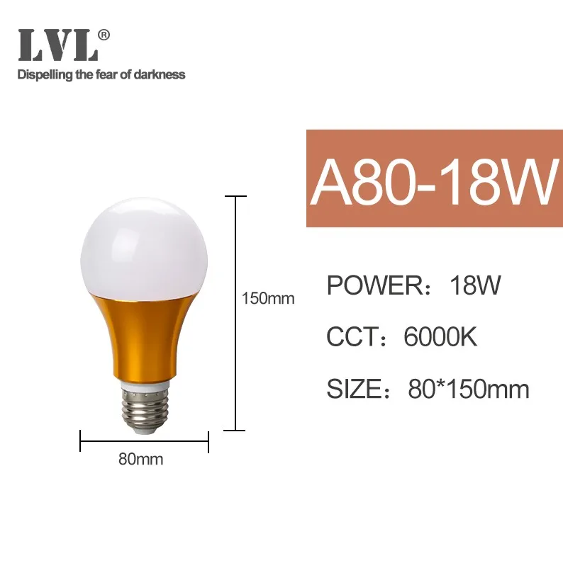 A80-18W-6000K Светодиодные лампы E27 10 W 13 W 15 W 18 W 30 W 40 W A60 лампы 220 V 230 V 240 V - Испускаемый цвет: A80-18W-6000K