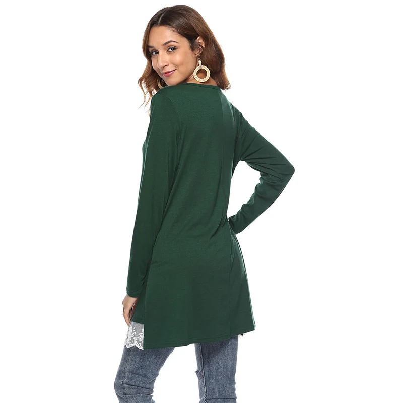 Свободные Camisetas Mujer Осенняя футболка Женские топы Мода Европейский Стиль