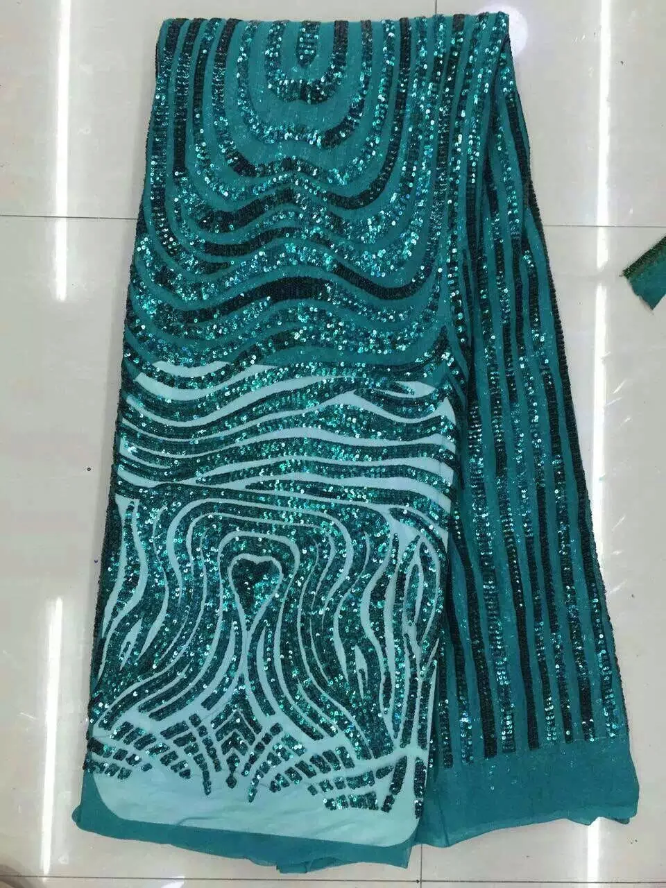 

Stripes colorful high quality african lace fabric applique with sequins, french mesh lace fabric for nigerian wedding party