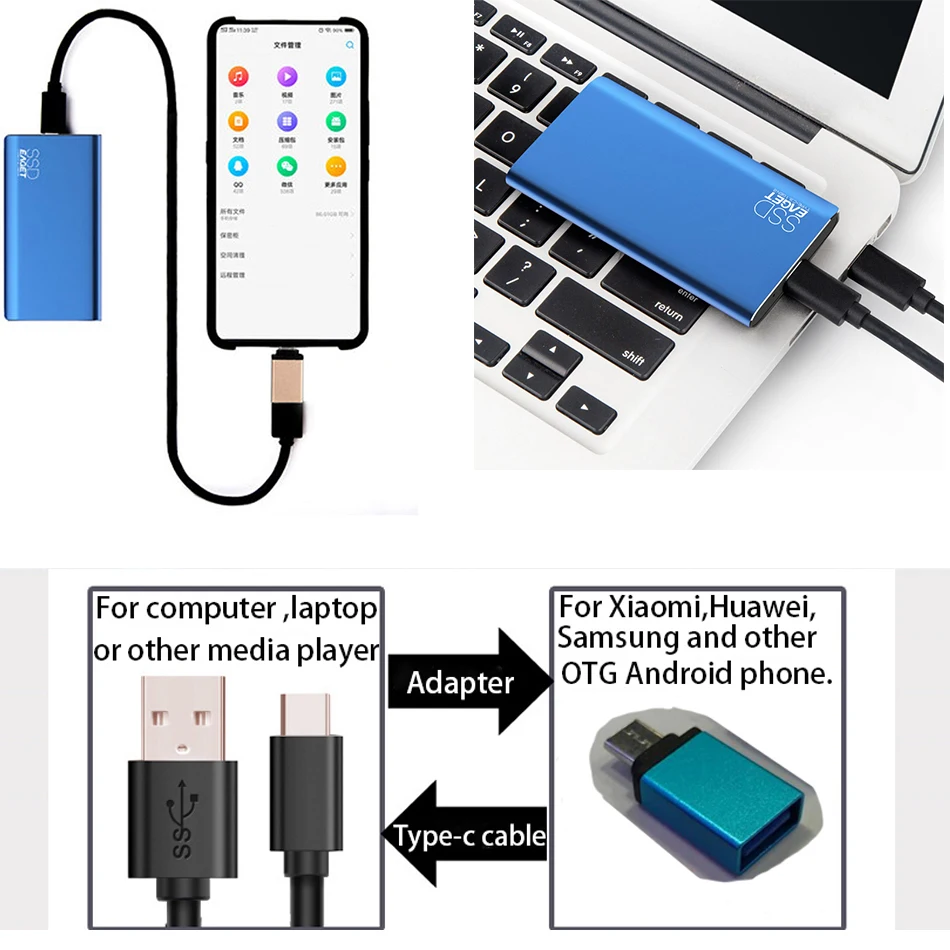 Eaget M10 супер высокая скорость внешней SSD USB 3,1 Gen 2 Тип жесткого диска-C 512 ГБ 1 ТБ Портативный SSD металлический корпус для Macbook PC