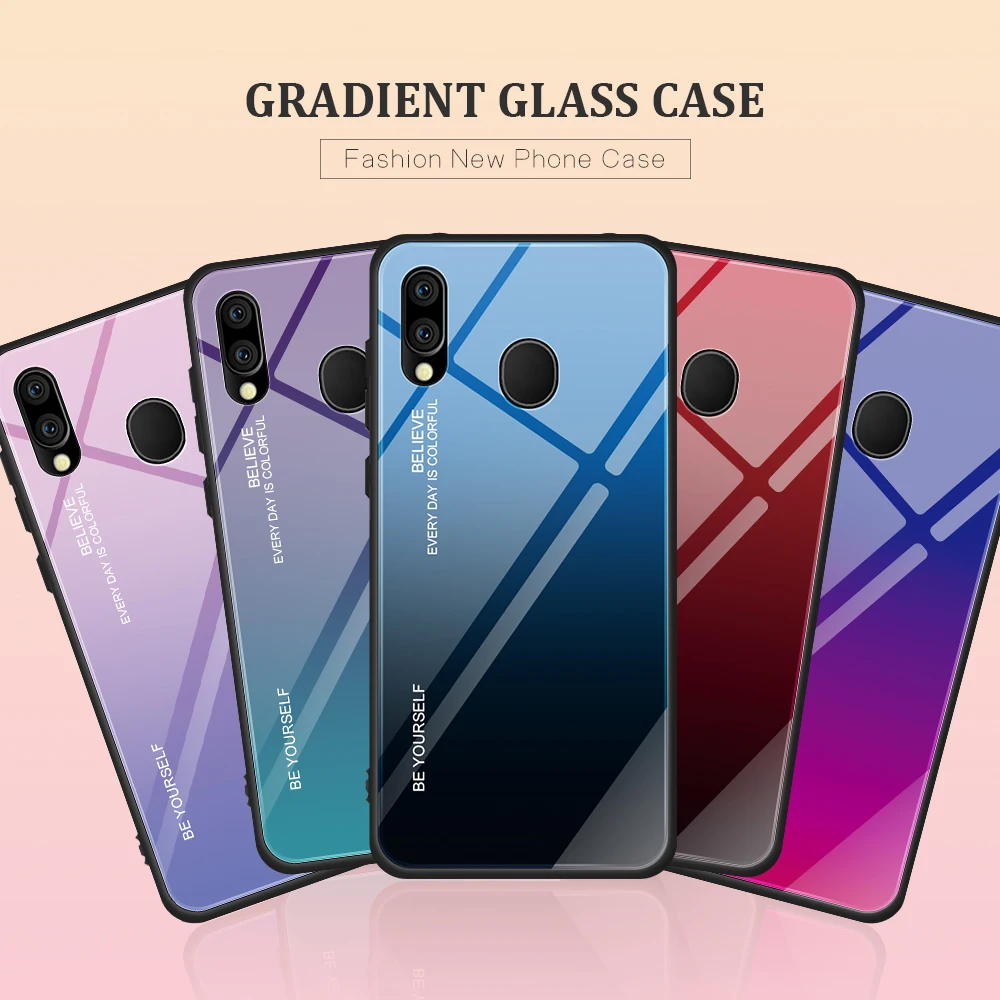 Градиентный цветной стеклянный чехол для телефона Samsung Galaxy A50 A30 A70 A20E жесткий M20 M10