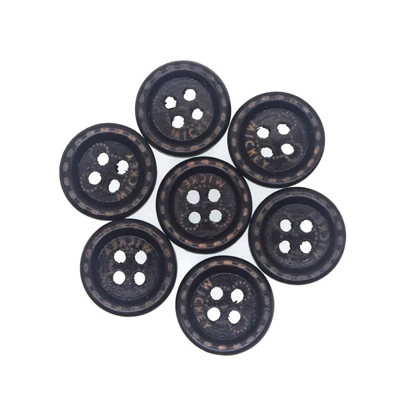 Wooden Sewing Buttons Scrapbooking Round Black Two Holes Mickey Pattern 15mm 50PCs Costura Botones Decorate bottoni botoes | Дом и сад