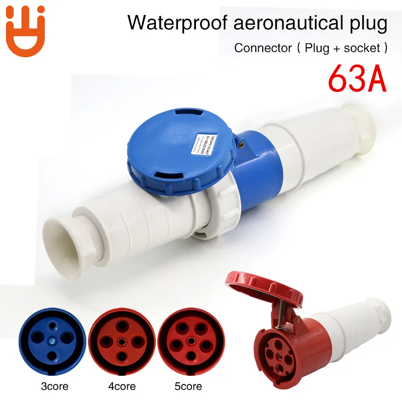 

Industrial plug socket connector 3-core 4-core 5-hole 63A waterproof explosion-proof aviation plug docking