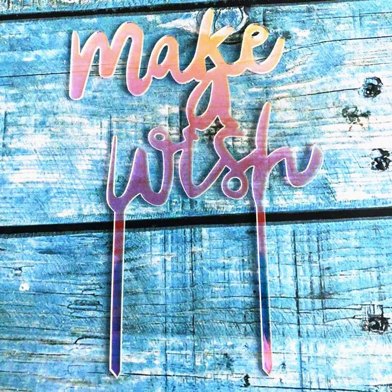 Акриловый Топпер для торта Make Wish 2019 новые лазерные буквы золотой кекс свадьбы дня