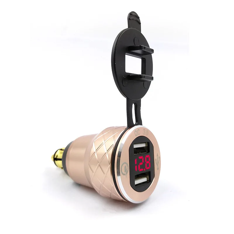 Золотое зарядное устройство из алюминиевого сплава Quick Charge 3 0 Dual USB для мотоциклов