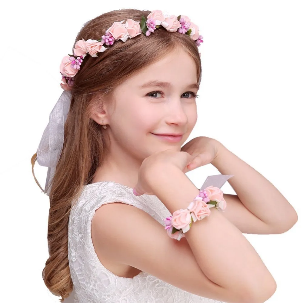 Fashion Female Bohemia Wreath Tiaras Hairband Pink Purple Flower Crown Headband Women Wedding Bridal Headdress Hair Accessories | Украшения