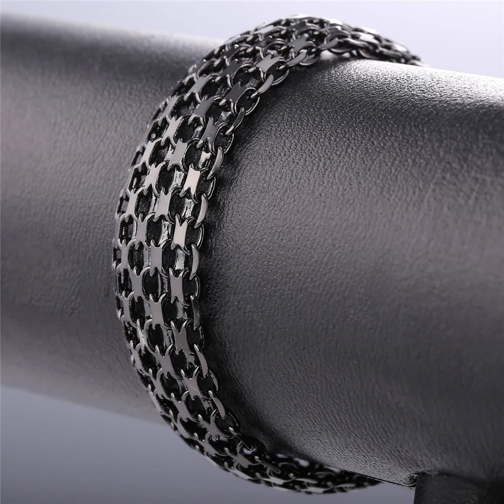 Уникальный черный браслет в стиле панк-рок для мужчин H369H | Украшения и аксессуары