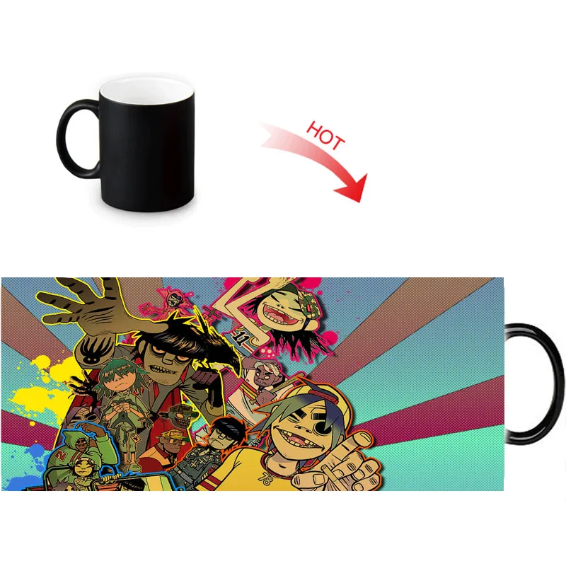 Волшебная кружка Gorillaz тепловая меняющая цвет мультяшный чай керамическая